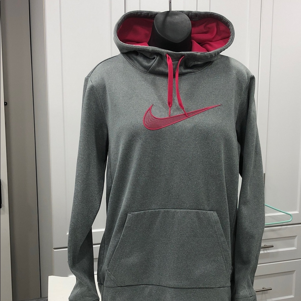 Nike Dri-Fit Hoodie - Heather Grey w/ Magenta Accents - Women’s Medium